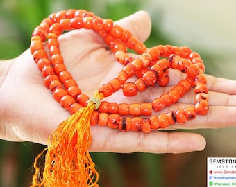 Red Coral Islamic Prayer Beads – 100 Bead Tasbih Rosary