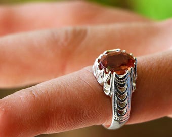 Anillo de zultanita, piedra auténtica que cambia de color, plata de ley – Regalo artesanal para él