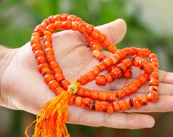 Red Coral Prayer Beads, Islamic Tasbeeh Rosary, 100 Beads