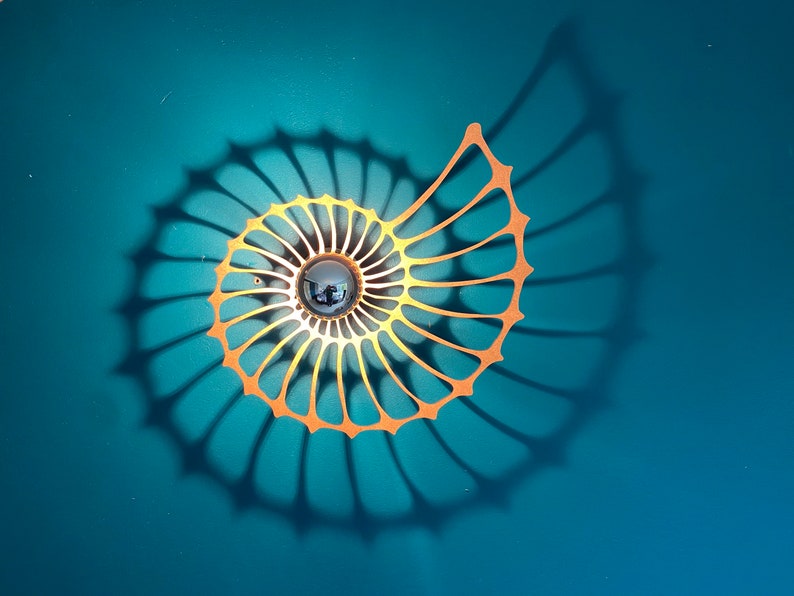 LED, Nautilus, Wandleuchte mit Schattenwurf aus Holz, warmweiß zdjęcie 6