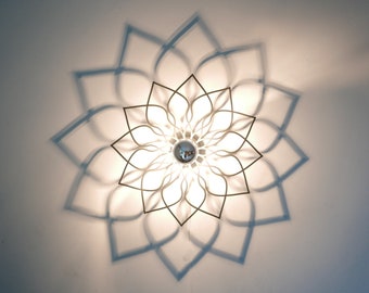Lampa cieniowa, kwiat, lotos, kinkiet, kinkiet, lampa sufitowa, drewno