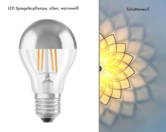 LED Spiegelkopf, 6W =55W warm-weiß 710lm A++ für innen und außen, E 27, silber glänzend