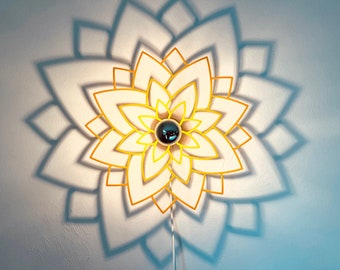 modern wall lamp, shadow, lotus, wood, design lamp