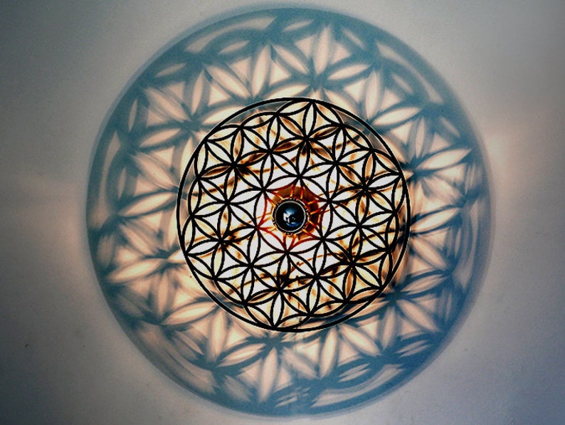 Wandlampe Holz Blume des Lebens Schattenleuchte - Etsy.de