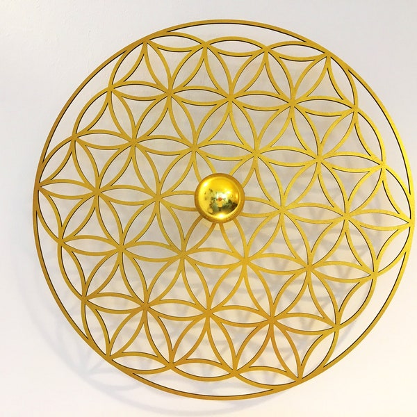 Goldene Wandlampe, Blume des Lebens, heilige Geometrie, Wandleuchte, Deckenlampe, LED