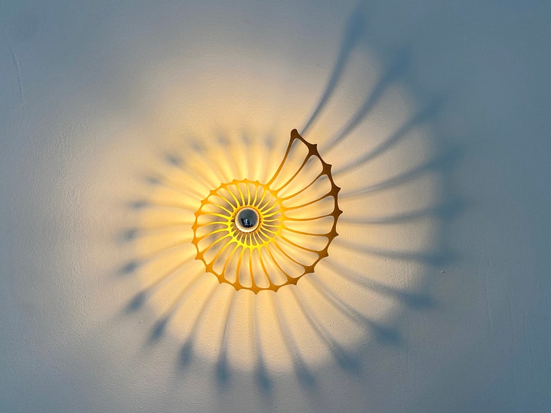 LED, Nautilus, wall light with shadow cast made of wood, warm white image 1