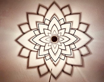 Wall lamp with shadow casting, shadow lamp, mandala, modern light, lotus