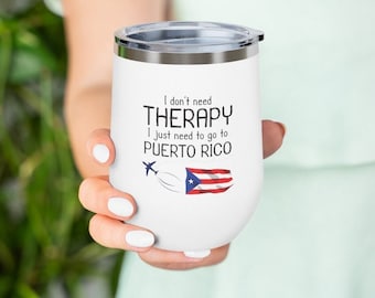 Puerto Rico Gifts, Puerto Rican , Puerto 12oz Insulated Wine Tumbler Rico Coffee Cup