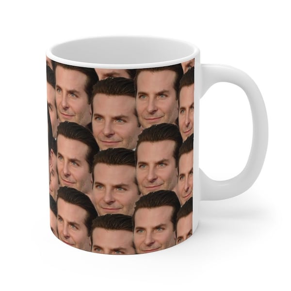 Bradley Cooper Fan Mug - Custom Celebrity Gift - 11 & 15 oz Coffee Cup - Unique Bradley Cooper Merch