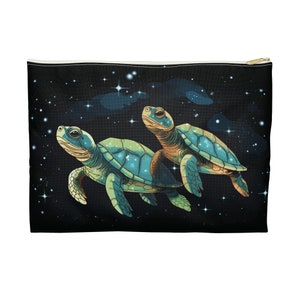 Bolsa de cosméticos con cremallera de tortugas espaciales