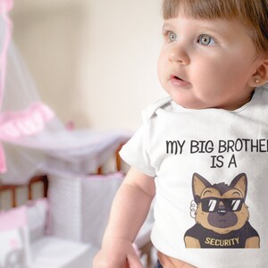 My Big Brother Is A German Shepherd Baby Bodysuit, Baby Jumpers, Baby Jumpsuits, Baby Girl Bodysuit, Onesie Baby Boy