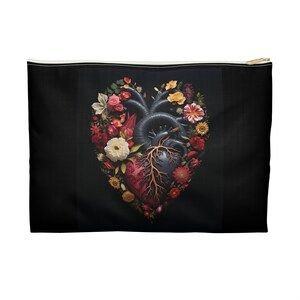 Bolso cosmético de la bolsa de la cremallera de la primavera del corazón de la flor