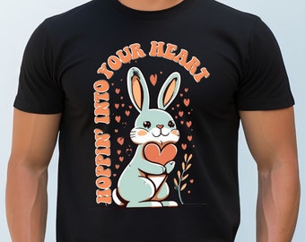 Camiseta Hoppin Into Your Heart, camiseta de conejo conejito, camisa de salto de conejo, camiseta con estampado animal lindo, ropa para amantes del conejo, regalo para amantes del conejo