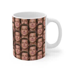 Brad Pit Mug - Custom Celebrity Gift - 11 & 15 oz - Brad Pitt Fan Coffee Cup