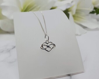 Sterling Silver Infinity Heart Pendant Necklace | Infinity Heart Necklace | Bridal Necklace