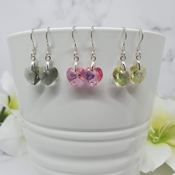 Flower Earrings with Swarovski(R) Crystal Rose Pink Sterling Silver Flower Earrings with Swarovski(R) Crystal Rose Pink Sterling Silver