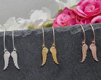 Orecchini con ali d'angelo - Argento, Oro, Oro rosa