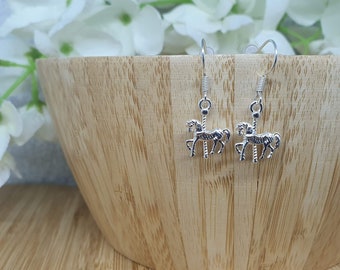 Silver Carousel Horse Earrings