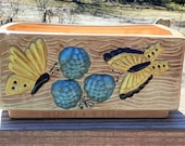 Retro Butterflies Grapes Planter, Rectangular Ceramic Container by Gare Inc 1973