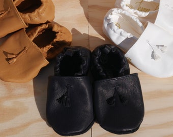 slippers baby leather ceremony baptism wedding grapevines pompom leather fine soft light girl white designer france