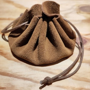 Bourse cuir véritable porte monnaie sac à dés poche à bijoux cadeau homme médiéval traditionnel écologique upcyclé Caramel Velours