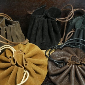 Bourse cuir véritable porte monnaie sac à dés poche à bijoux cadeau homme médiéval traditionnel écologique upcyclé
