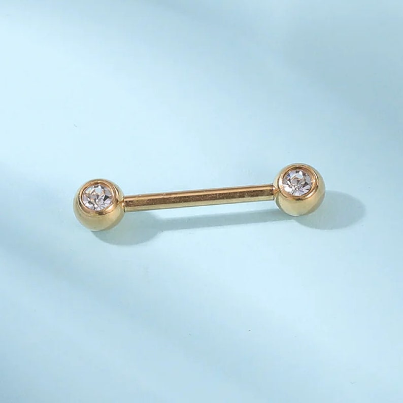14kt Solid Gold With Moissanite Diamond Nipple Piercing/nipple Bar