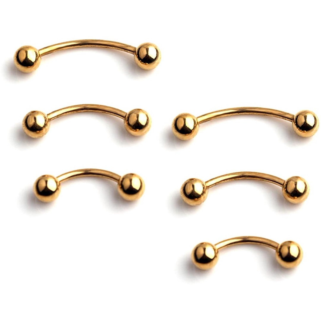14k Solid Gold Belly Button Ring/navel Piercing Round Two Balls Bar