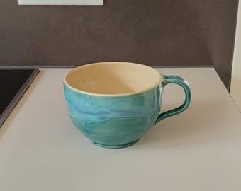 Jumbo mug for tea, soup, or muesli, ceramic, handmade, approx. 650 ml