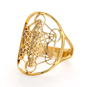 SIMBOLIKS Metatron Protection Ring Metatron Cube Sacred Geometry Metatron Cube Sacred Geometry connection Amulet Archangel Metatron Esoteric