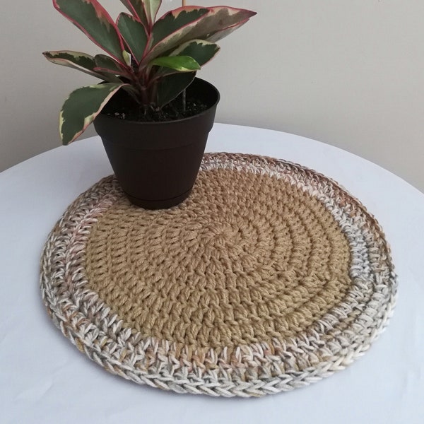 Large round brown table topper,  Beach home accessories, Table runner crochet, Farmhouse items, Rustic tabletop decor, Lakehouse gifts