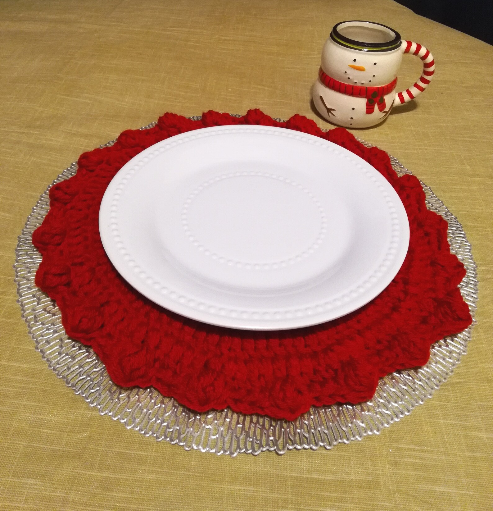 individuales rojos redondos