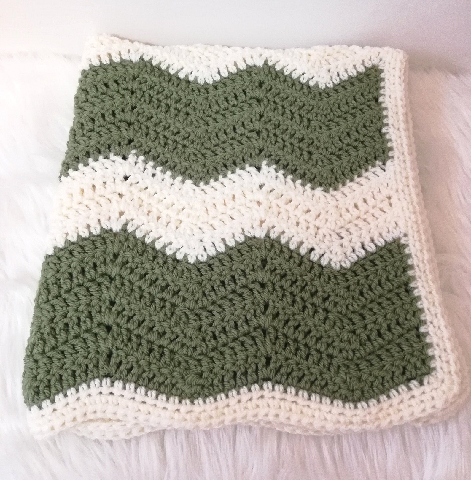 Sage green crochet baby throw blanket Afghan for baby boy Etsy
