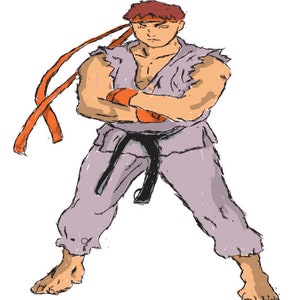 May include: Illustration of a muscular figure in a traditional martial arts uniform, with a red headband and wristbands. The figure is in a fighting stance, with arms crossed. The text "BAPCOM" is displayed in a yellow, outlined font below the figure.