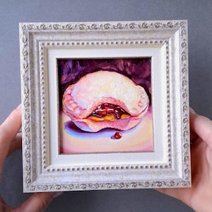 Uncrustable Sandwich Oil Painting: Nostalgic Food Art, Framed Mini 4x4