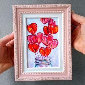 Lollipop Oil Painting: Small Framed Candy Art, Kitchen Wall Decor