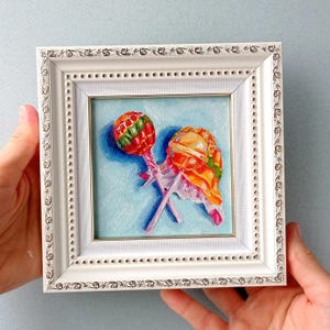 Framed Lollipop Oil Painting: Chupa Chups Candy Pop Art