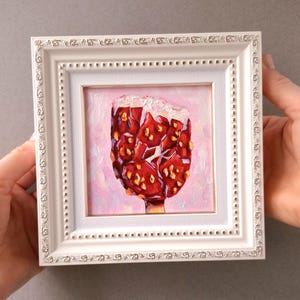 Framed Ice Cream Oil Painting: Small Still Life Food Art
