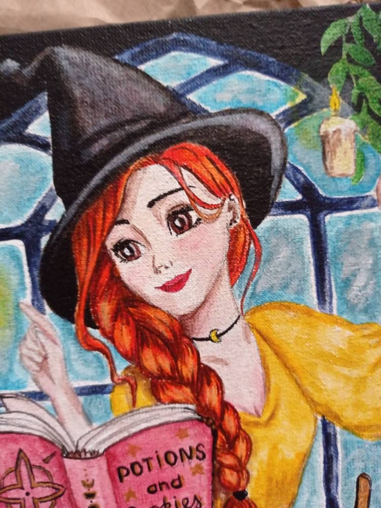 Halloween Picture Acrylic Painting Witch Brew Painting Halloween Wall