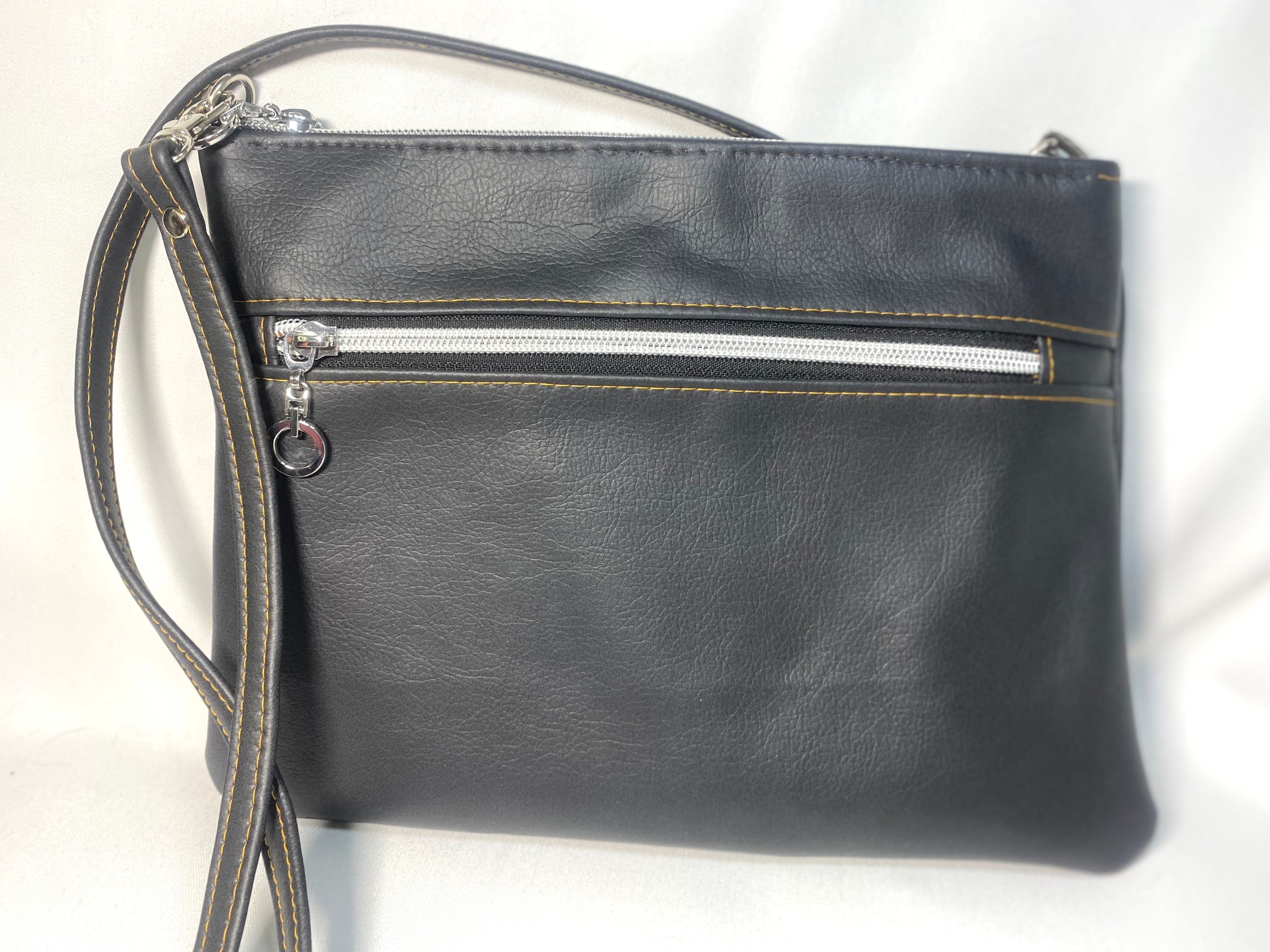 Leather Crossbody Medium Silver Zippered Bag, Women's Shoulder Bag With  Wide Adjustable Patterned Straps, Soft Leather Square Bag 