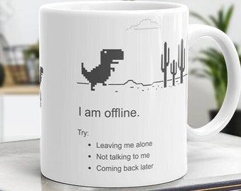 Personalize Offline T-Rex Mug-Personalize Offline Dinosaur Mug-Personalize Paleontologist Mug