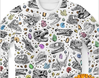 Personalize Dinosaur Skulls Sweatshirt-Personalize Dinosaur Sweatshirt-Personalize Paleontologist Sweatshirt-Paleontology Sweatshirt