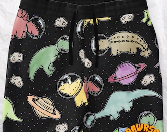 Personalize Space Dinosaur Sweatpants-Personalize Dinosaur Sweatpants-Dinosaur Joggers-Paleontologist Sweatpants