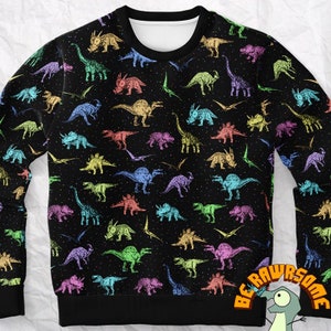 Eccentric Dinosaur Pattern Sweatshirt-Personalize Dinosaur Sweatshirt-Personalize Paleontology Sweatshirt-Dinosaur All Over Print