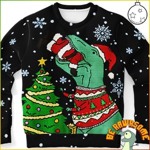 Christmas sweater with dinosaurs best sale