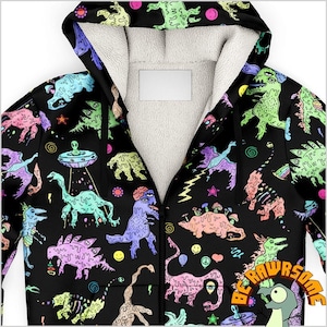 Personalize Trippy Dinosaur Zip Hoodie-Personalize Dinosaur Hoodie-Paleontologist Hoodie