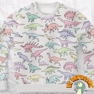 Personalize Dinosaur Doodle Pattern Sweatshirt-Personalize Dinosaur Sweatshirt-Personalize Paleontology Sweatshirt-Dinosaur All Over Print