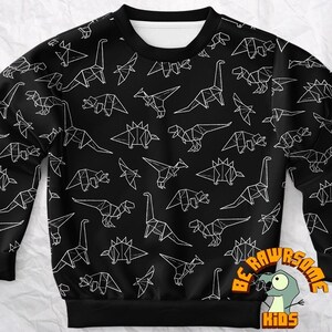 Origami Dinosaur Kid Sweater-Dinosaur Kid Sweatshirt-Origami Kid Sweatshirt