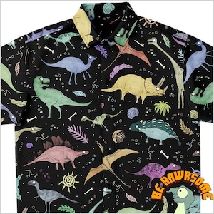 Personalize Dinosaur Button Up Shirt-Personalize Burtonesque Dinosaur Button Up Shirt-Dinosaur Button Down Shirt-Paleontologist Shirt