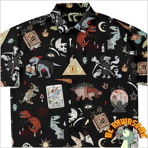 Personalize Dinosaur Occult Button Up Shirt-Personalize Dinosaur Button Up Shirt-Dinosaur Button Down Shirt-Paleontologist Shirt